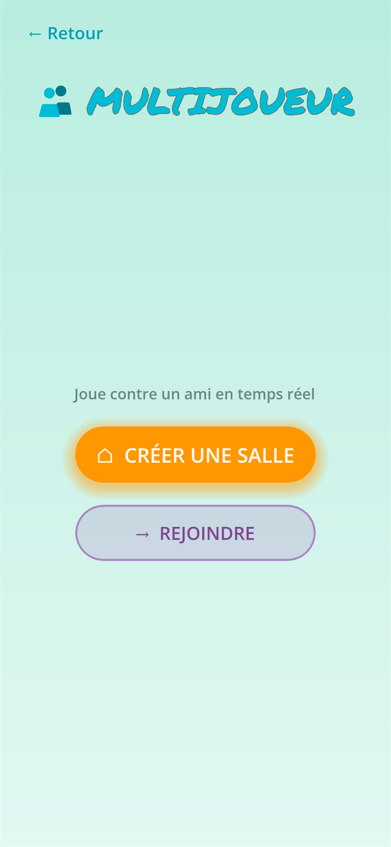 Lobby multijoueur : créer une salle ou rejoindre avec un code